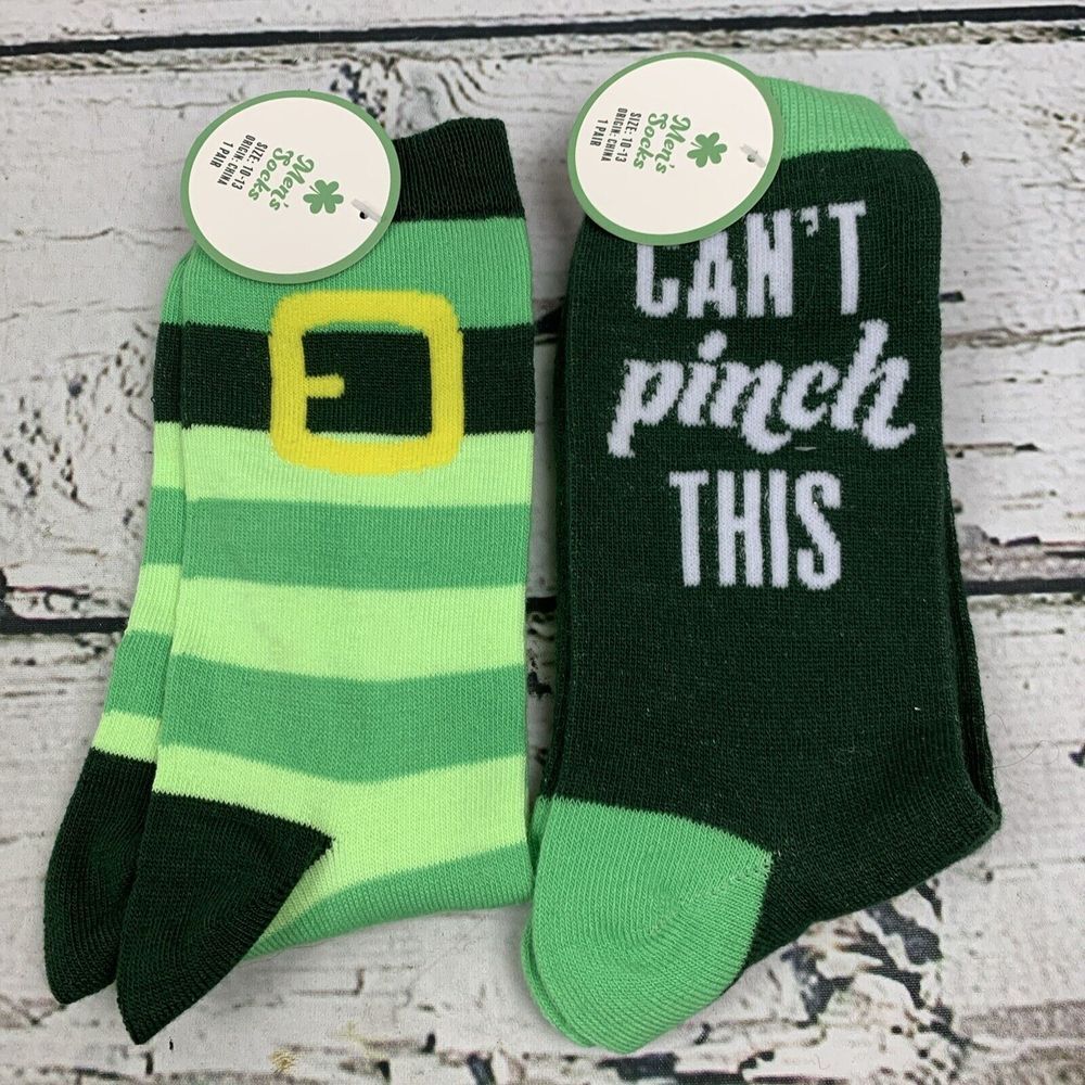 St. Patrick's Day 2 Pack‎ Set Crew Socks [Shoe Size 10-13] Multiple Designs